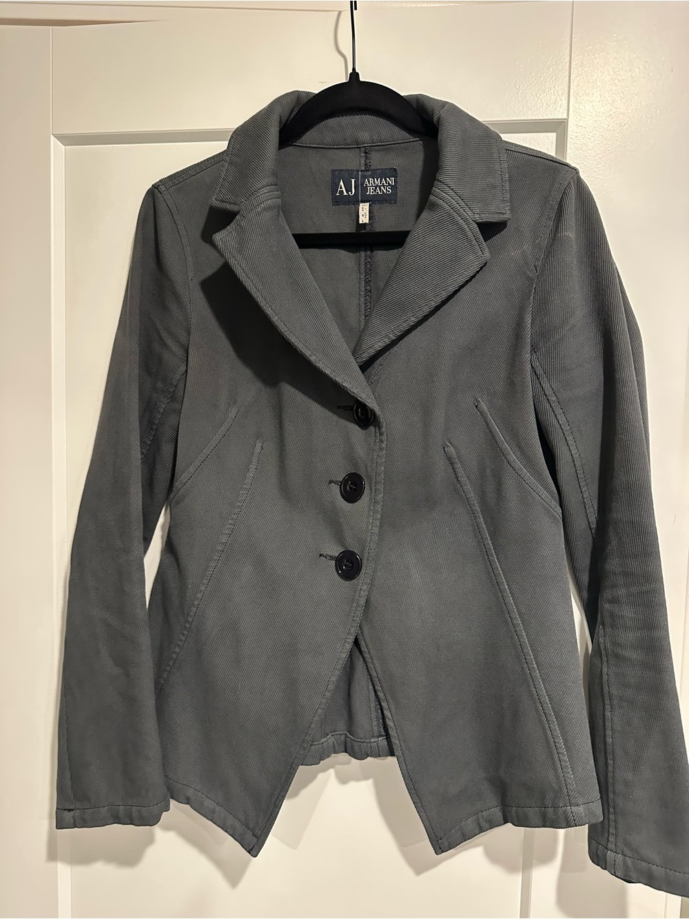Armani Jeans Women's Blue Gray Three-Button Tailored Blazer